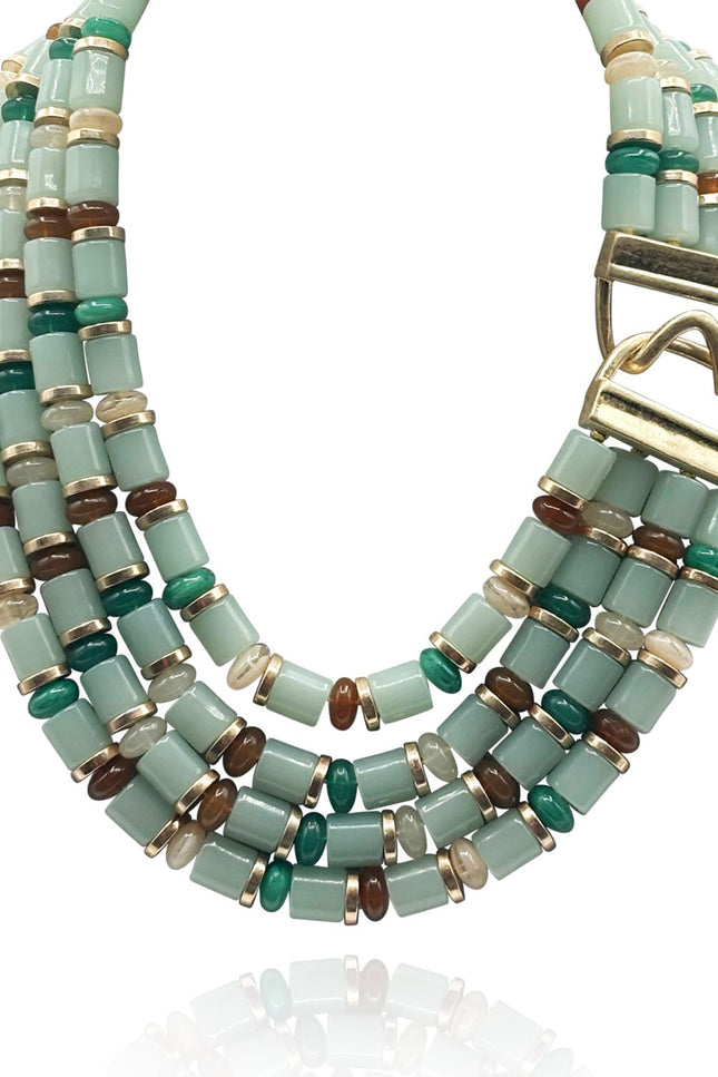 Michael Nash Jewelry | Zita Four Strand Multi Color Jade Resin Necklace