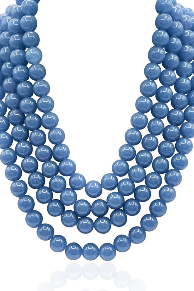 Michael Nash Jewelry | Irena Four Strand Blue Agate Resin Bead Nesting Necklace