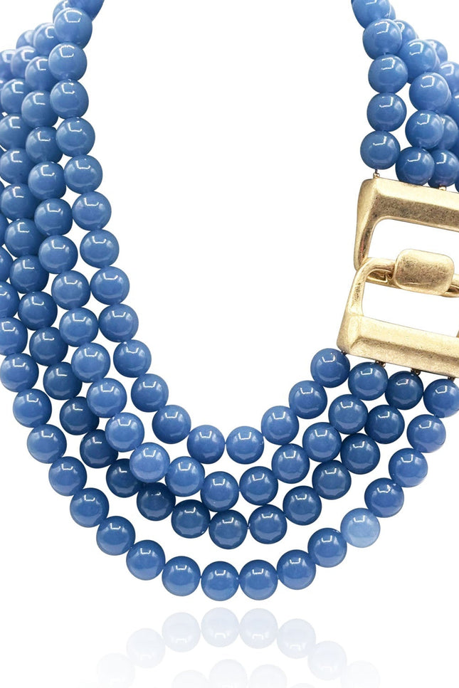 Michael Nash Jewelry | Irena Four Strand Blue Agate Resin Bead Nesting Necklace