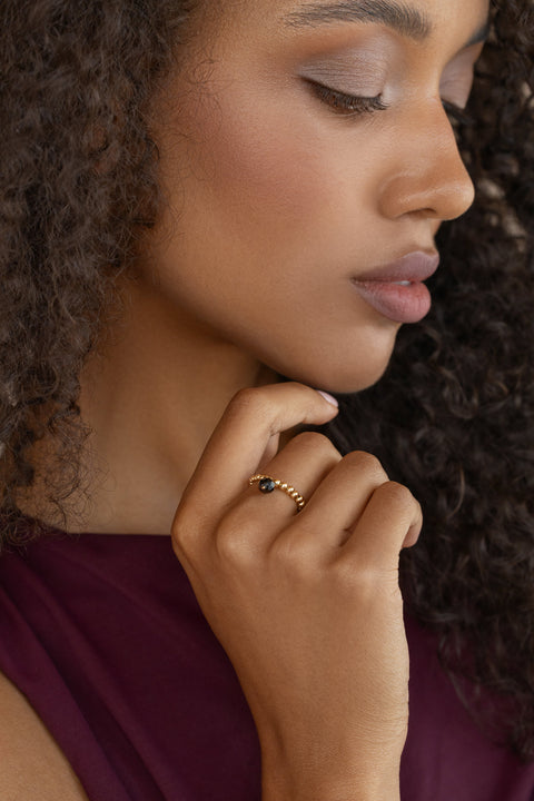 Pas de Marque | Gold-filled black spinel ring Pendant