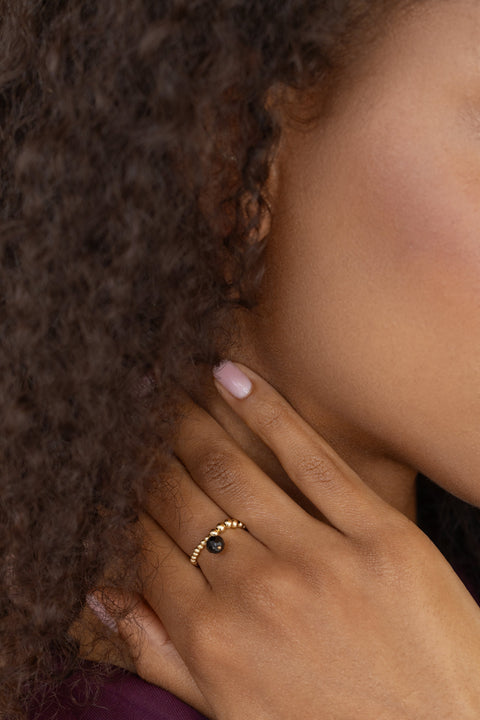 Pas de Marque | Gold-filled black spinel ring Pendant