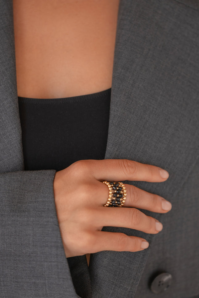 Pas de Marque | Gold-filled black spinel ring La Bague