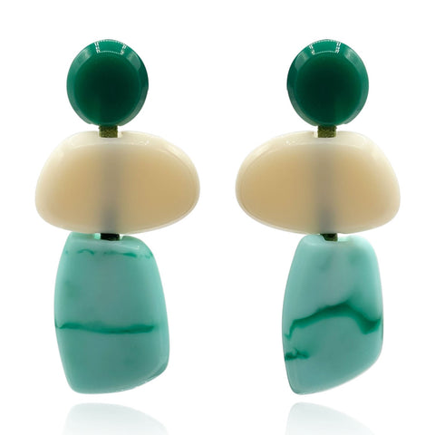 Michael Nash Jewelry | Puzzle Resin Green Multi Triple Drop Earrings