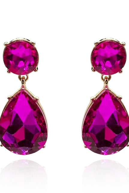 Michael Nash Jewelry | Marina Fuschia Pear Shape Clip On Drop Earrings