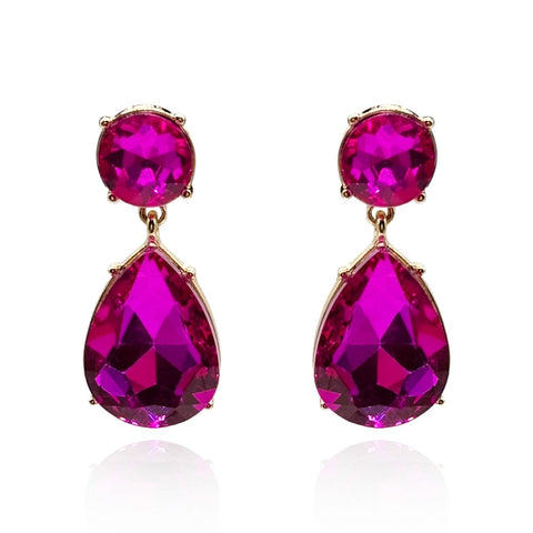 Michael Nash Jewelry | Marina Fuschia Pear Shape Clip On Drops