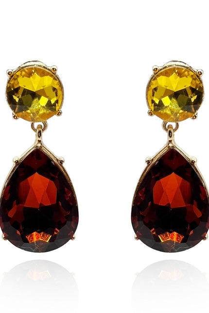 Michael Nash Jewelry | Marina Light Topaz And Dark Topaz Pear Shape Clip On Drop Earrings