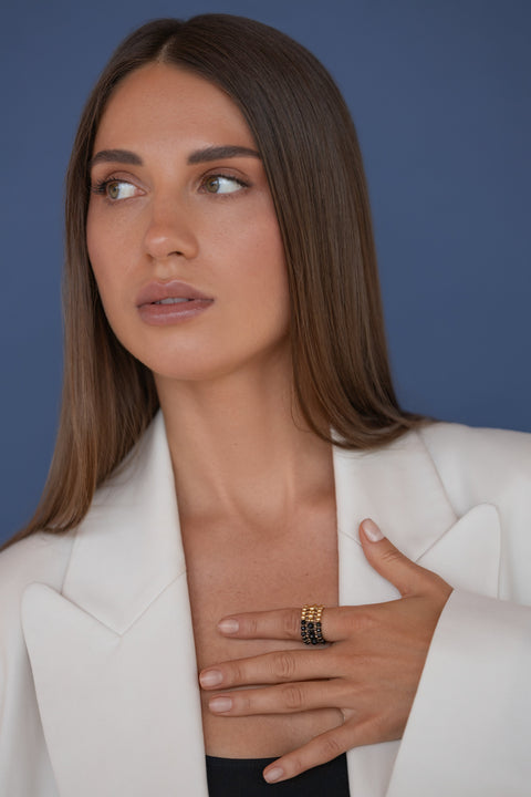 Pas de Marque | Gold-filled black spinel ring La Bague Duo