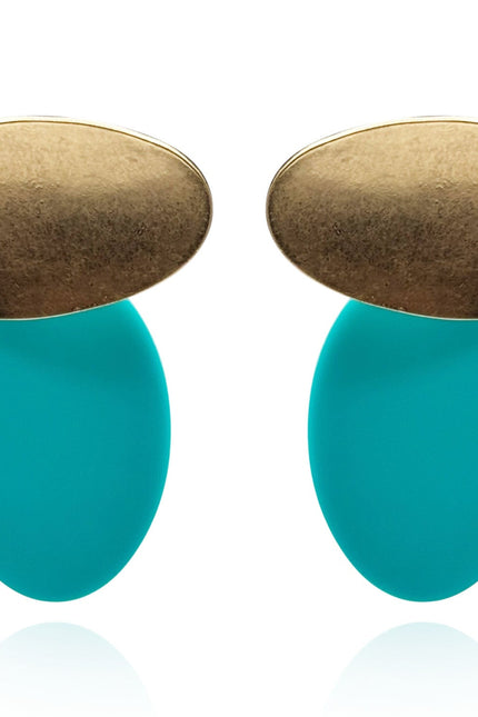 Michael Nash Jewelry | Chiara Worn Gold And Turquoise Pierced Resin Drop Earrings
