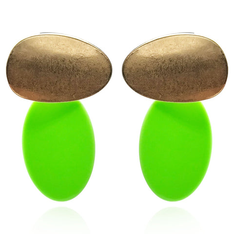 Michael Nash Jewelry | Chiara Worn Gold And Lime Green Pierced Resin Drop Earrings
