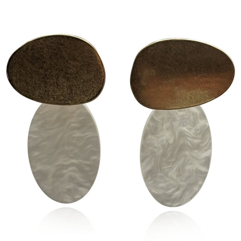 Michael Nash Jewelry | Chiara Worn Gold And Mother Of Pearl Pierced Resin Drop Earrings