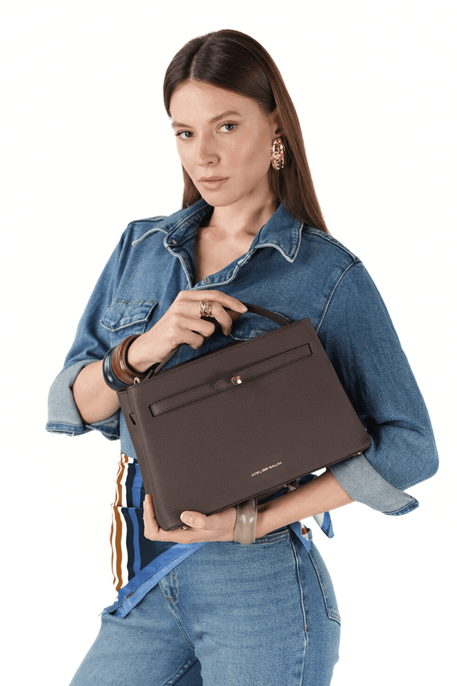 Atelier Galin | Cube Lock Bag - Choco