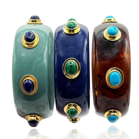 Michael Nash Jewelry | Renee Bangle In Turquoise Resin And Lapis Stones