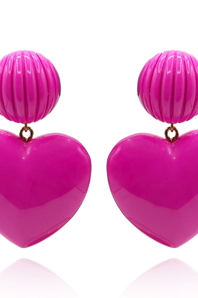 Michael Nash Jewelry | Amour Carved Fuschia Resin Heart Drop Earrings