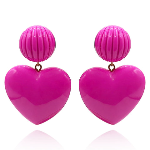 Michael Nash Jewelry | Amour Carved Fuschia Resin Pierced Heart Drop Earrings