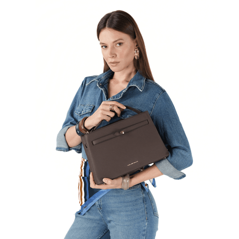 Atelier Galin | Cube Lock Bag - Choco