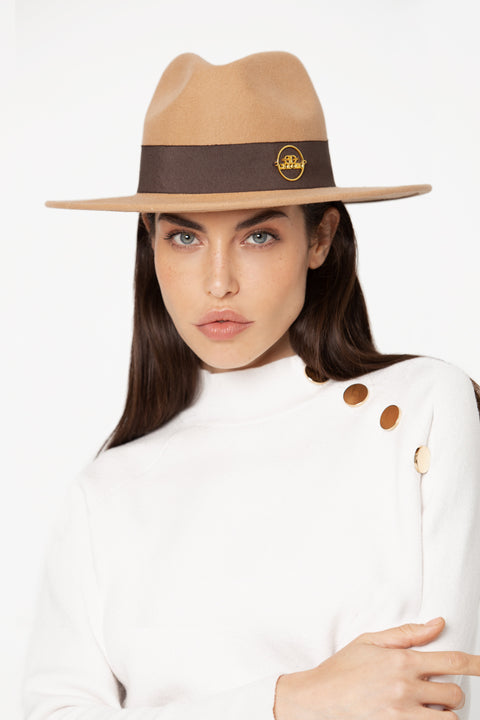 GIODORO | Alvossi Fedora Felt Hat with Brown Ribbon