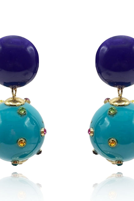 Michael Nash Jewelry | Valentina Purple And Turquoise Resin Studded Pierced Earrings