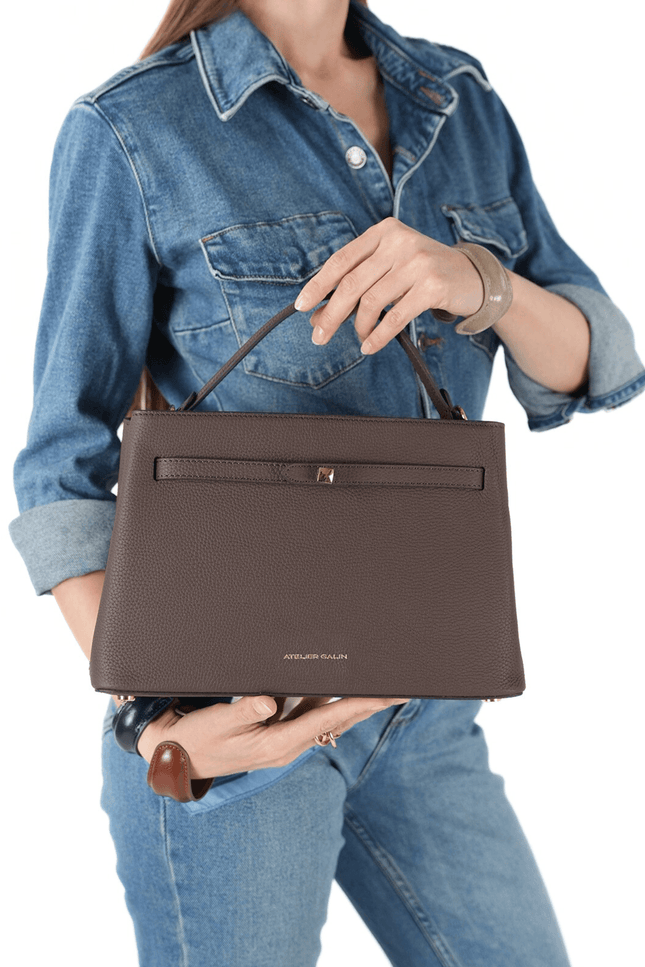 Atelier Galin | Cube Lock Bag - Choco