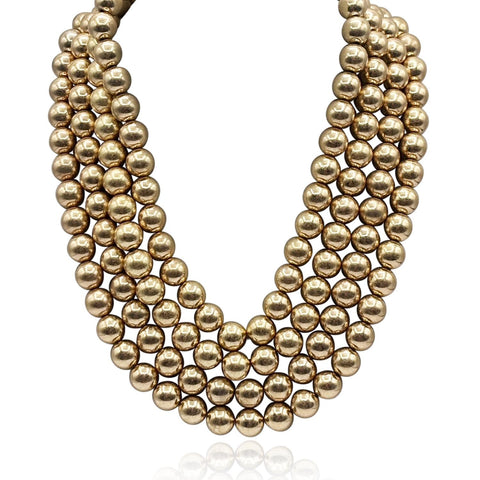 Michael Nash Jewelry | Irena Four Strand Worn Gold Bead Nesting Necklace