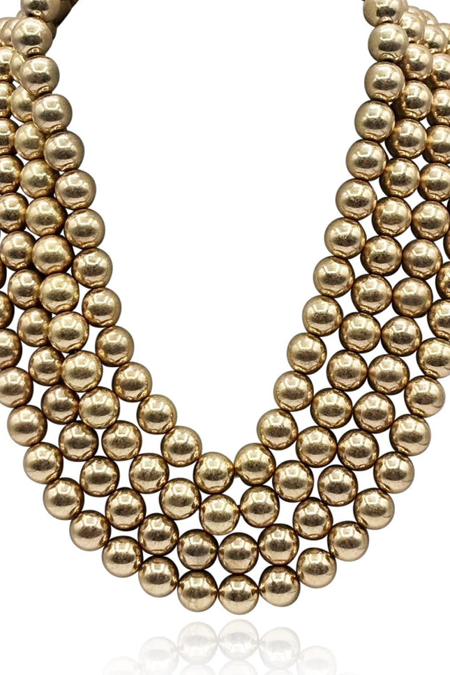 Michael Nash Jewelry | Irena Four Strand Worn Gold Bead Nesting Necklace