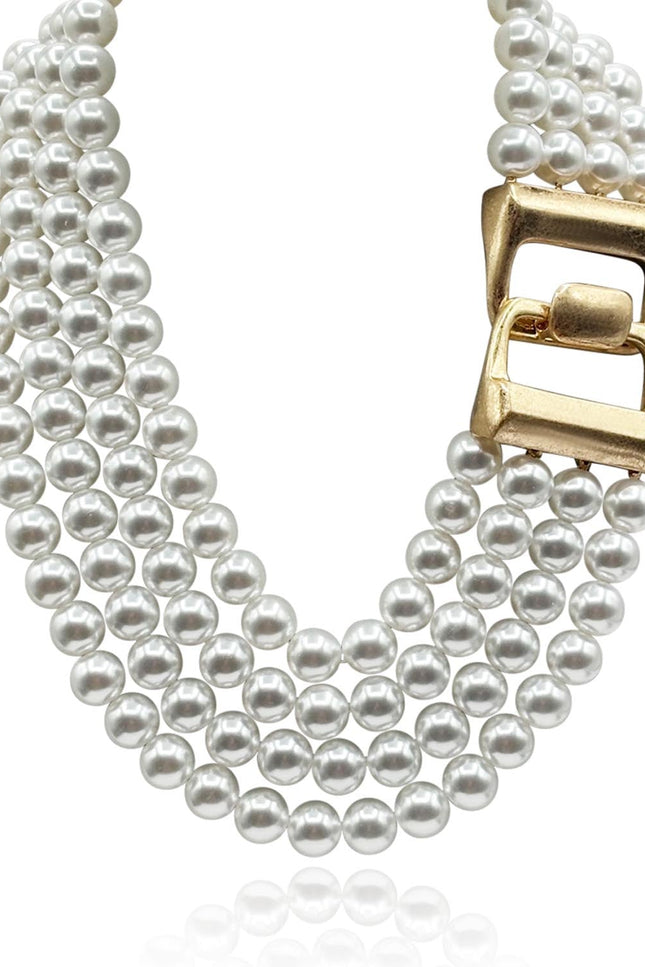 Michael Nash Jewelry | Irena Four Strand Pearl Resin Bead Nesting Necklace