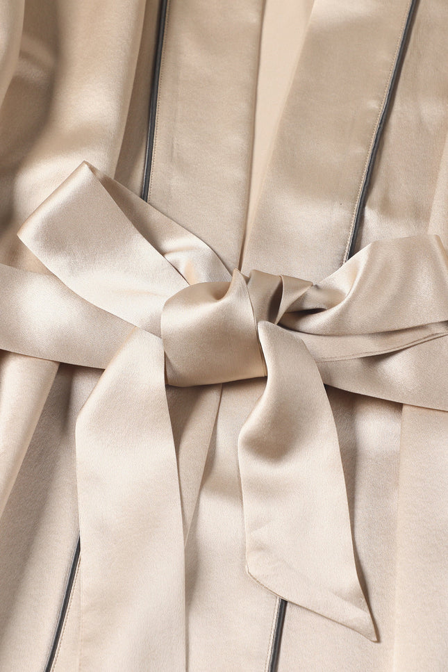 Soft Strokes Silk | Beige Float Kimono Robe & Slip Mini Dress Set