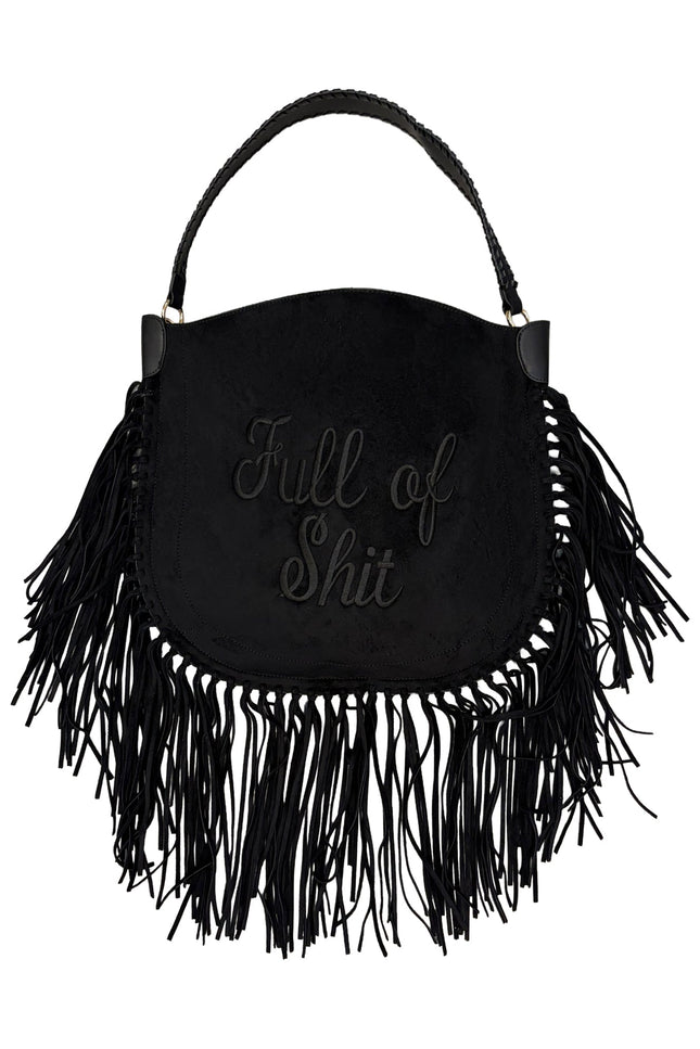 Lilly Loves | Full of Shit  Black Tassel Handbag