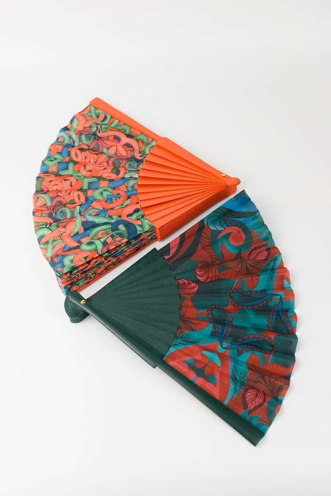 Janara Jones | Snakes Orange Hand Fan