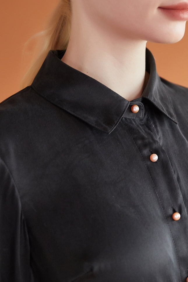 Soft Strokes Silk | Pointed Collar Fitted Ariel Blouse