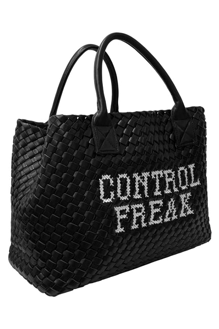 Lilly Loves Control Freak embroidered handbag featuring intricate embroidery and a stylish design, crafted from durable material.