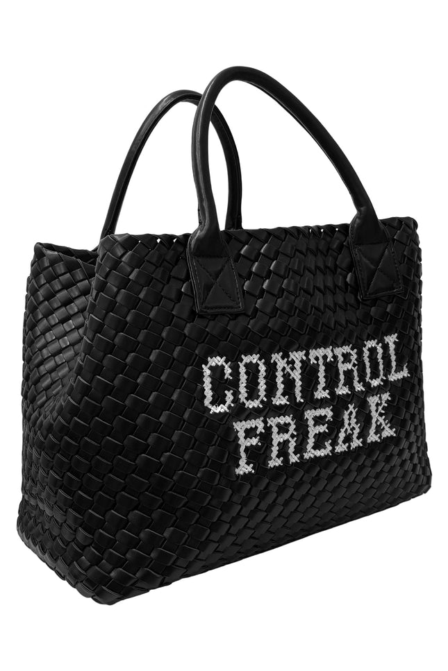 Lilly Loves Control Freak embroidered handbag featuring intricate embroidery and a stylish design, crafted from durable material.