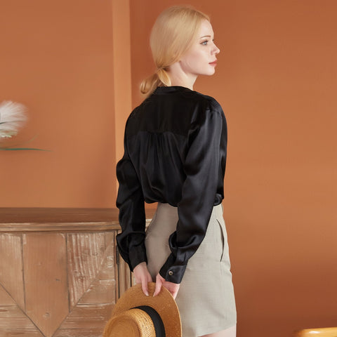 Soft Strokes Silk | Long Sleeve Y-neck Eshonai Blouse