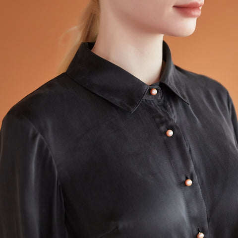 Soft Strokes Silk | Pointed Collar Fitted Ariel Blouse