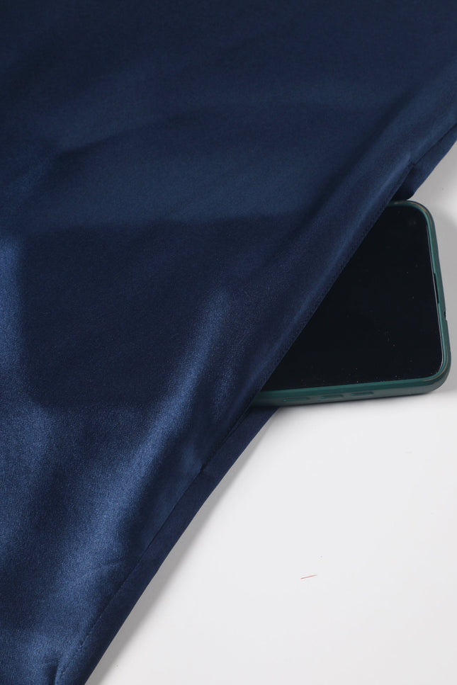 Soft Strokes Silk | Navy Float Kimono Robe & Slip Mini Dress Set