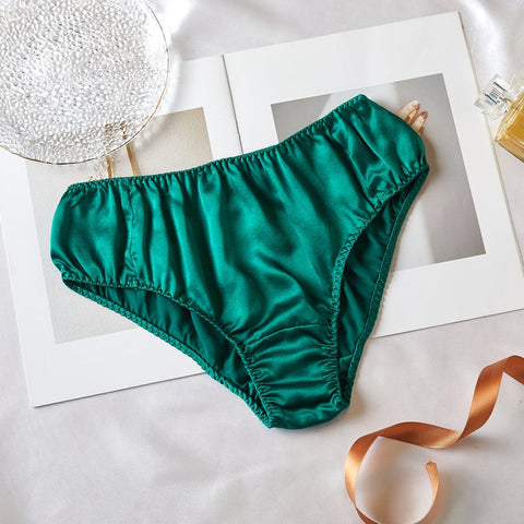 Soft Strokes Silk | Emerald Green Float Bikini Panties