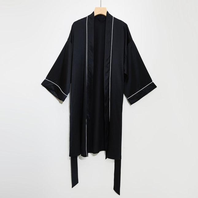 Soft Strokes Silk | Pasithea Black Kimono Robe
