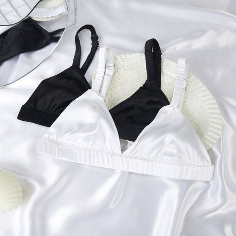 Soft Strokes Silk | Pearl White Handmade Bralette Bra