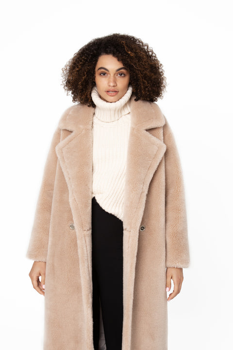 GIODORO | Lacossi Teddy Bear Coat in Buttercream Color