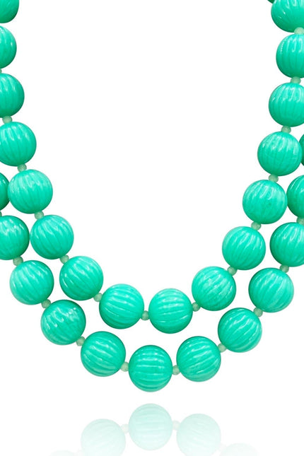 Michael Nash Jewelry | Vicenza Jade Carved Seventeen And One Half Inches Melon Bead Necklace