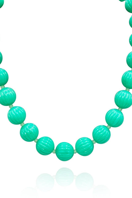 Michael Nash Jewelry | Vicenza Jade Carved Seventeen And One Half Inches Melon Bead Necklace