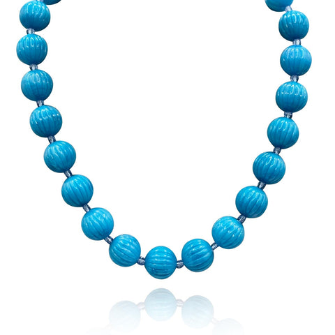 Michael Nash Jewelry | Vicenza Turquoise Carved Sixteen Inches Melon Bead Necklace