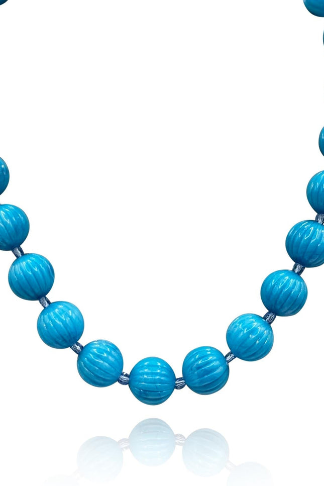 Michael Nash Jewelry | Vicenza Turquoise Carved Sixteen Inch Melon Bead Necklace