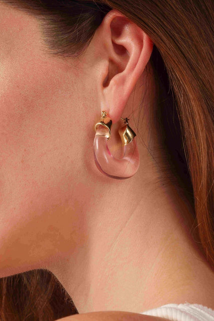 Michael Nash Jewelry | Winslow Transparent Rose Resin And Gold Hoop Earrings