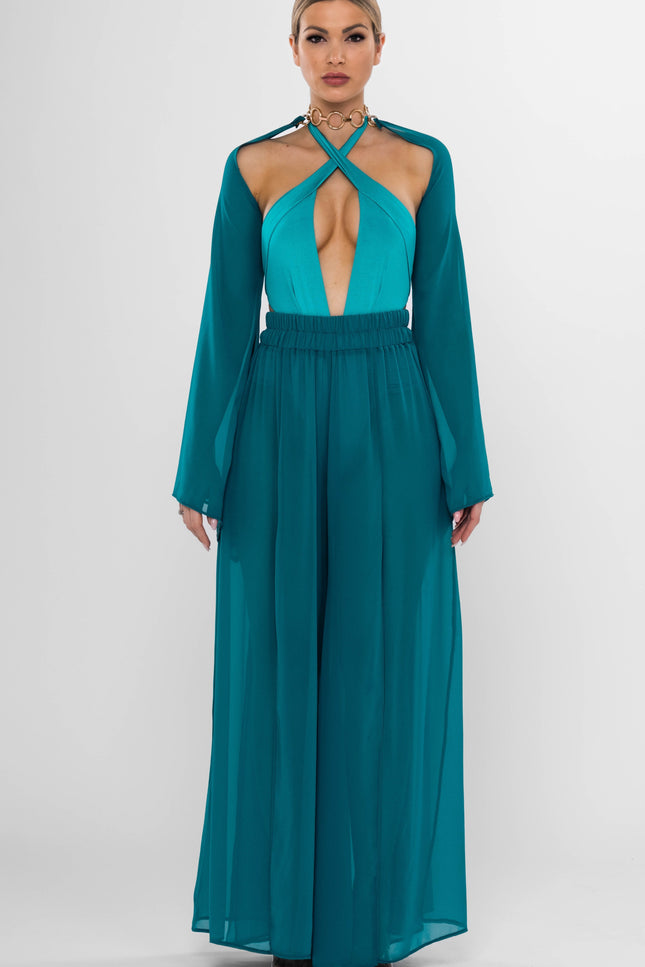 Antoninias | Elysia Wide Leg trousers petrol