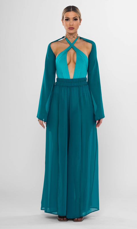 Antoninias | Spodnie Elysia Wide Leg petrol