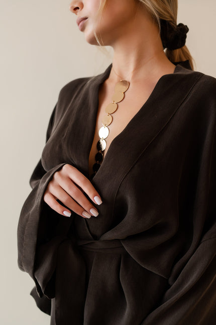 Maoconcept | Krótkie kimono z cupro w kolorze czekoladowym