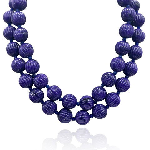 Michael Nash Jewelry | Vicenza Amethyst Resin Carved Seventeen And One Half Inches Melon Bead Necklace