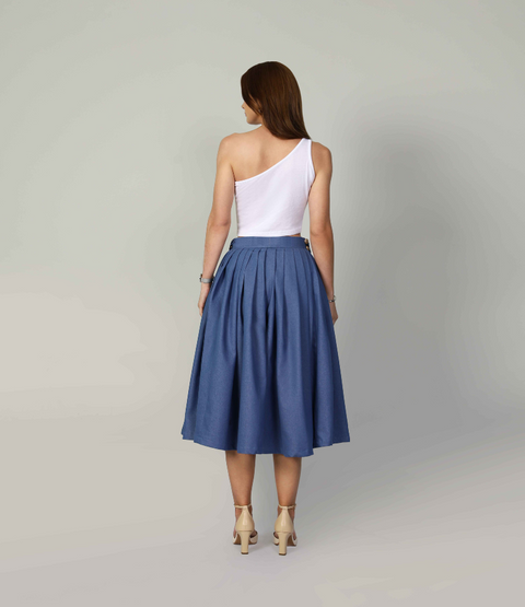 Muda Clothing | Wide Leg Culotte Trousers Rachel blue