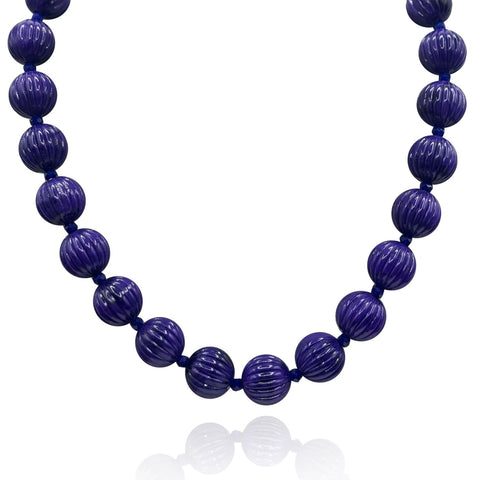 Michael Nash Jewelry | Vicenza Amethyst Resin Carved Seventeen And One Half Inches Melon Bead Necklace