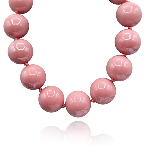 Michael Nash Jewelry | Gumball Pale Pink Coated Resin Knotted Necklace